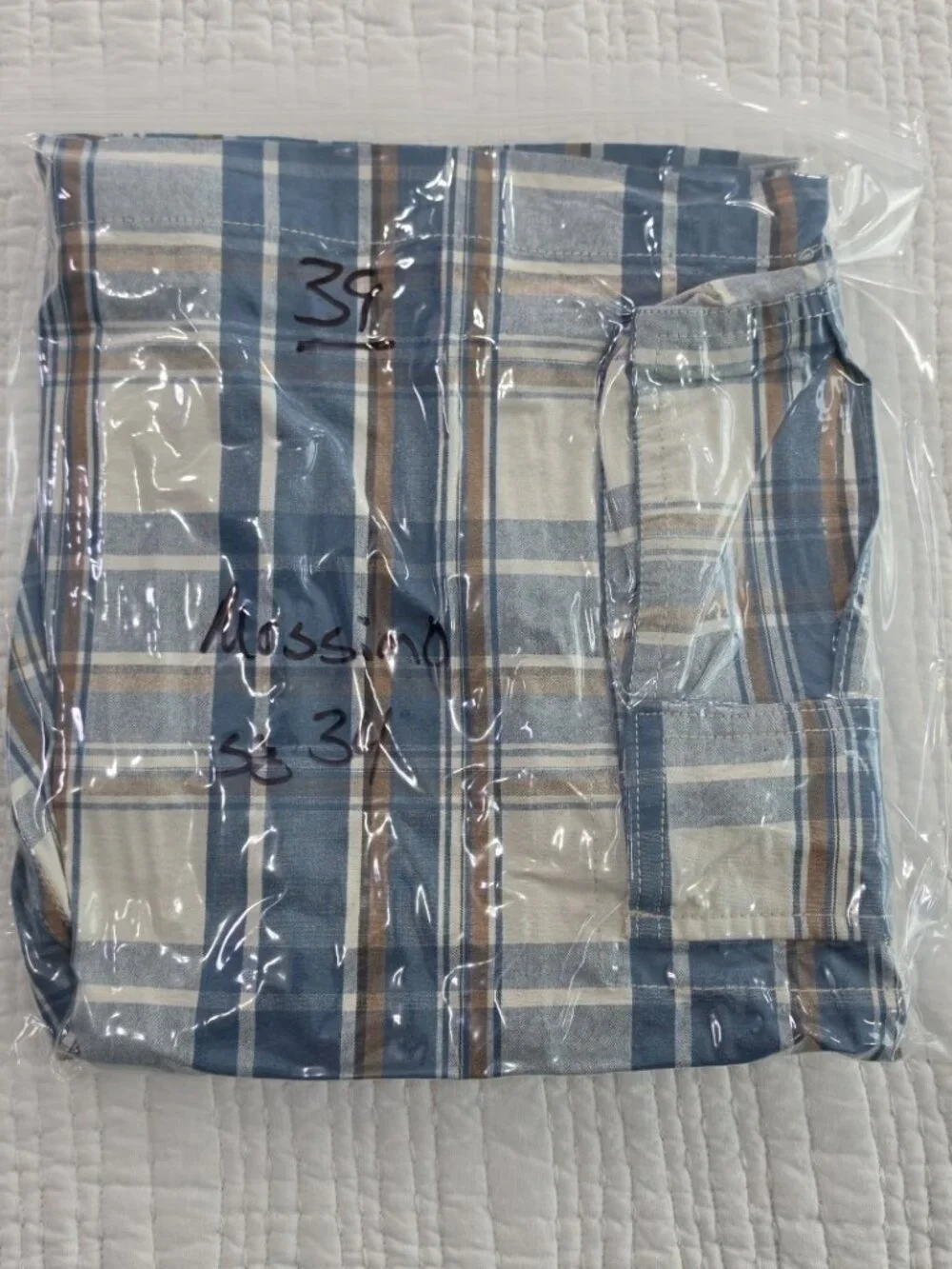 Mossimo Supply Cargo Shorts Mens 34‎ Blue Plaid 100% Cotton 6 Pockets 10